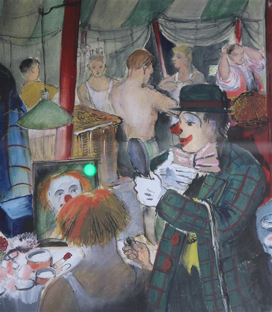 Roy M. Stanislas, 2 watercolours, Circus Stanton programme cover and Circus Dressing Tent, together with largest 27 x 20cm